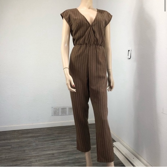 GRADE & GATHER jumpsuit sleeveless V-neck stripes - Picture 1 of 16